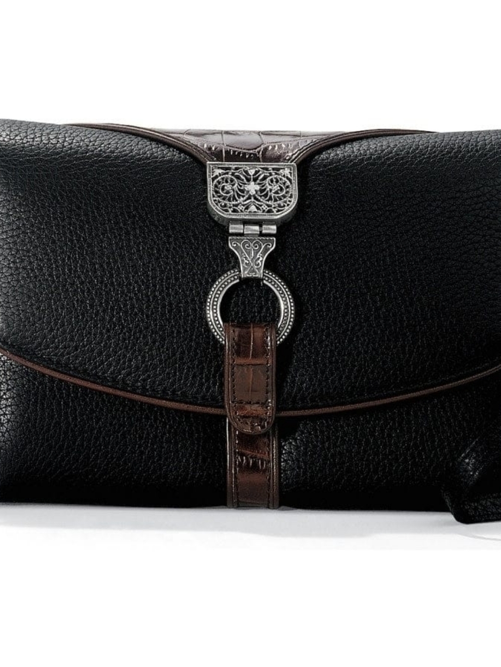 Brighton Nepal Black Leather Crossbody Organizer